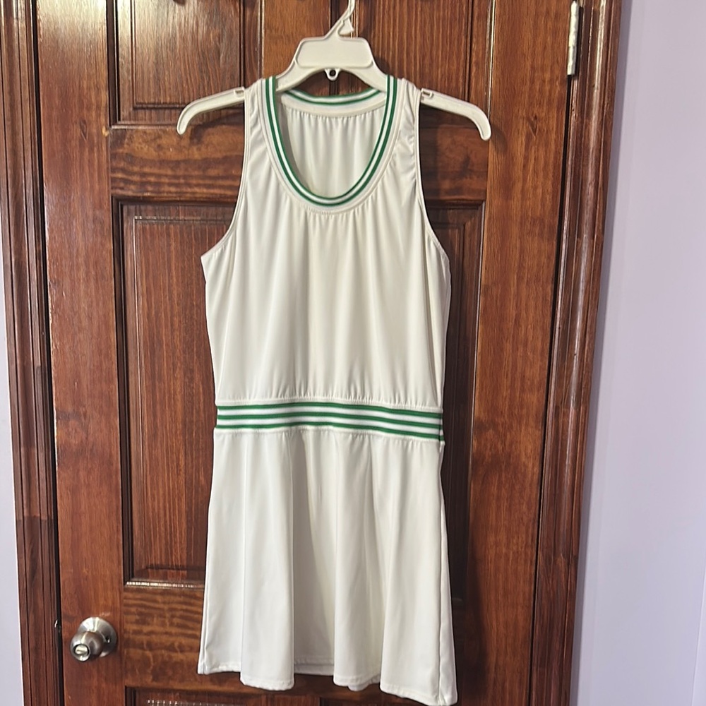 White Tennis Dress with Green Accents